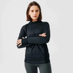 Kalenji Sweat Running à Capuche Femme - Warm Vert -CourseKalenji 8550679