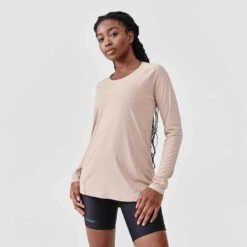 Kalenji T-shirt Manches Longues Running Anti-UV Femme - Sum Protect Long Beige -CourseKalenji 8607348