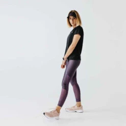Kalenji Legging Long Running Respirant Femme - Dry+ Feel Violet -CourseKalenji collant running run dry feel noir femme 2