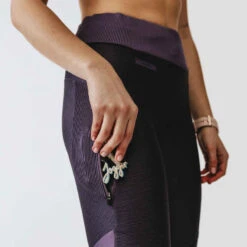 Kalenji Legging Long Running Respirant Femme - Dry+ Feel Violet -CourseKalenji collant running run dry feel noir femme 5