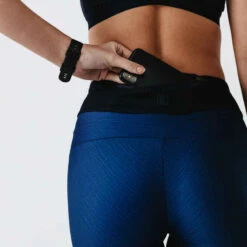 Kalenji Legging Court Running Respirant Femme - Dry+ Feel Bleu -CourseKalenji corsaire jogging femme run dry feel noir 3