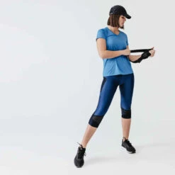 Kalenji Legging Court Running Respirant Femme - Dry+ Feel Bleu -CourseKalenji corsaire jogging femme run dry feel noir 7