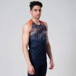 Kalenji DEBARDEUR D'ATHLETISME HOMME BLEU ET ORANGE -CourseKalenji debardeur dathletisme homme bleu et orange 4