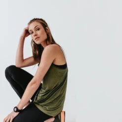 Kalenji Débardeur Running Léger Femme - Light Kaki -CourseKalenji debardeur running leger femme light kaki 3