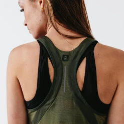 Kalenji Débardeur Running Léger Femme - Light Kaki -CourseKalenji debardeur running leger femme light kaki 5