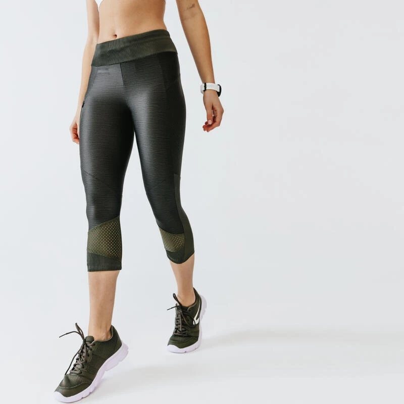 Kalenji Legging Court Running Respirant Femme - Dry+ Feel Kaki 3 Kalenji Legging Court Running Respirant Femme - Dry+ Feel Kaki