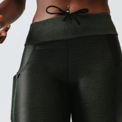 Kalenji Legging Long Running Respirant Femme - Dry+ Feel Kaki -CourseKalenji legging long running respirant femme dry feel kaki 3