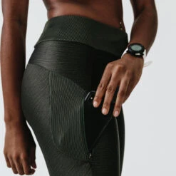 Kalenji Legging Long Running Respirant Femme - Dry+ Feel Kaki -CourseKalenji legging long running respirant femme dry feel kaki 4