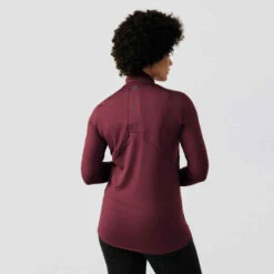 Kalenji T-shirt Manches Longues Chaud Running Femme - Zip Warm Violet -CourseKalenji maillot manches longues jogging femme run warm vert 2