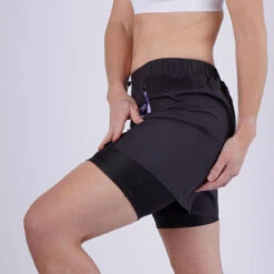 Kalenji Short 2 En 1 Running Respirant Femme - Run Dry 500 Noir -CourseKalenji short 2 en 1 running respirant femme run dry 500 noir 3