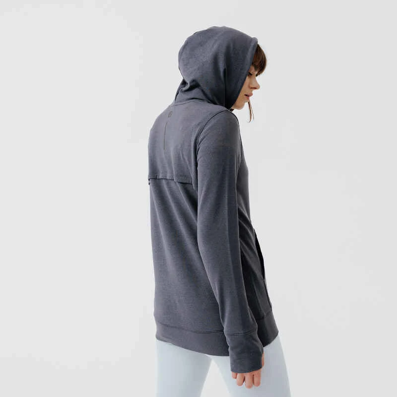 Kalenji Sweat à Capuche Running Chaud Femme - Hood 500 Gris Foncé 3 Kalenji Sweat à Capuche Running Chaud Femme - Hood 500 Gris Foncé – Image 2