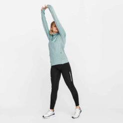 Kalenji Sweat Running à Capuche Femme - Warm Vert -CourseKalenji sweat capuche running run warm noir femme 2