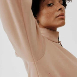 Kalenji Sweat Running Chaud Col Zip Femme - Warm + Beige -CourseKalenji sweat de running chaud col zip femme rose 3