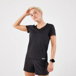 Kalenji T-shirt De Running Respirant Femme - KIPRUN Run 100 Noir -CourseKalenji t shirt de running respirant femme kiprun run 100 noir 5