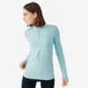 Kalenji T-shirt Manches Longues Chaud Running Femme - Zip Warm Bleu Clair