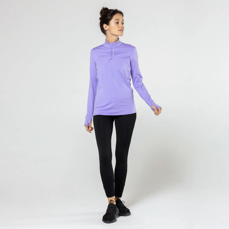 Kalenji T-shirt Manches Longues Chaud Running Femme - Zip Warm Violet 7 Kalenji T-shirt Manches Longues Chaud Running Femme - Zip Warm Violet – Image 5