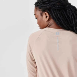 Kalenji T-shirt Manches Longues Running Anti-UV Femme - Sum Protect Long Beige -CourseKalenji t shirt manches longues jogging femme run sun protect long noir 3