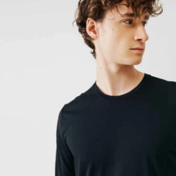 Kalenji Men's Running Breathable Long-Sleeved T-shirt Sun Protect - Black -CourseKalenji t shirt running anti uv homme blanc 3