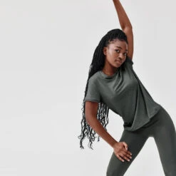 Kalenji T-shirt Running Doux Et Respirant Femme - Soft Vert Gris