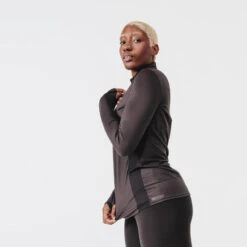 Kalenji T-shirt Running Manches Longues 1/2 Zip Femme - Dry+ Noir -CourseKalenji t shirt running manches longues 12 zip femme dry noir 10
