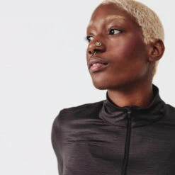 Kalenji T-shirt Running Manches Longues 1/2 Zip Femme - Dry+ Noir -CourseKalenji t shirt running manches longues 12 zip femme dry noir 12