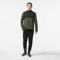 Kalenji T-shirt Running Manches Longues Chaud Homme - Warm 500 Khaki -CourseKalenji t shirt running manches longues chaud homme warm 500 noir 4