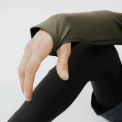 Kalenji T-shirt Running Manches Longues Chaud Homme - Warm 500 Khaki -CourseKalenji t shirt running manches longues chaud homme warm 500 noir 8