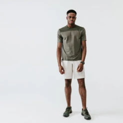 Kalenji T-shirt Running Respirant Et Ventilé Homme - Dry+ Breath Kaki Cendré -CourseKalenji t shirt running respirant et ventile homme dry breath kaki cendre 2