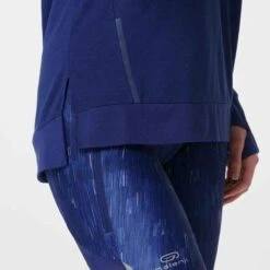 Kalenji T-SHIRT MANCHES LONGUES FEMME DE RUNNING RUN DRY+ BLEU -CourseKalenji tee shirt manches longues running run dry feel gris carbone femme 3