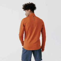 Kalenji TEE SHIRT MANCHES LONGUES RUNNING RUN WARM ORANGE -CourseKalenji tee shirt manches longues running run warm bleu fonce homme 2