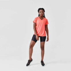 Kalenji T-shirt Manches Courtes Running Respirant Femme - Dry Corail 17 Kalenji T-shirt Manches Courtes Running Respirant Femme - Dry Corail -CourseKalenji tee shirt running run dry noir femme 3
