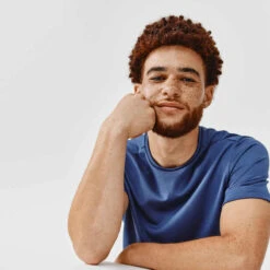 Kalenji T-shirt Running Respirant Homme - Dry Bleu Ardoise -CourseKalenji tee shirt running run dry rouge cerise fluo homme 3