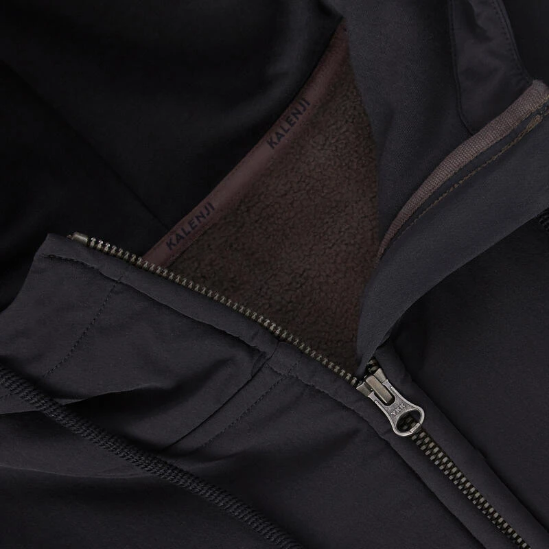 VESTE A CAPUCHE DE RUNNING HOMME KALENJI WARM + KAKI FONCÉ 6 VESTE A CAPUCHE DE RUNNING HOMME KALENJI WARM + KAKI FONCÉ – Image 4