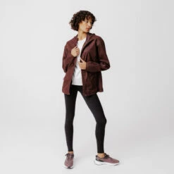 Kalenji Veste à Capuche Running Déperlante Femme - Rain Marron -CourseKalenji veste a capuche running deperlante femme rain marron 3
